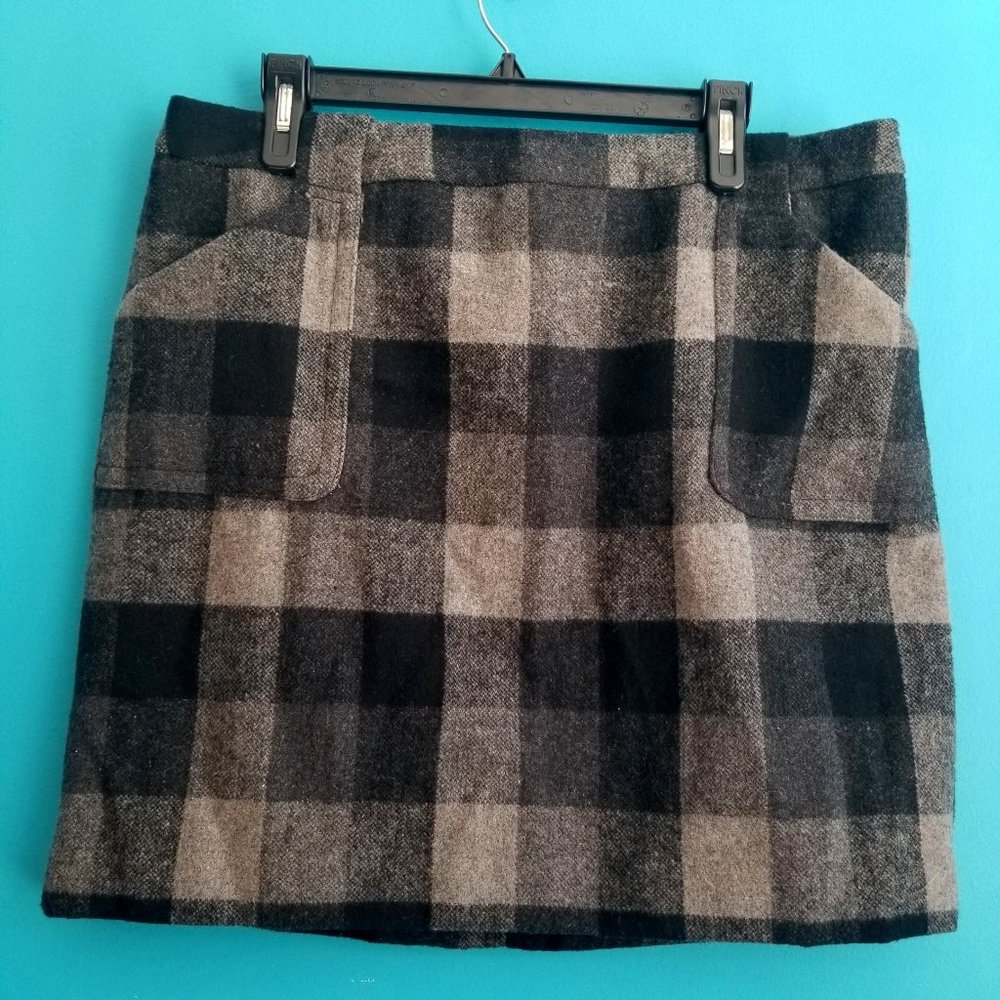 Buffalo Plaid Wool Blend Miniskirt, 14